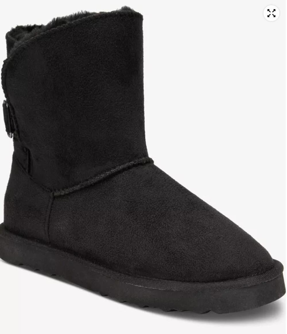 Style&Co. TESSAAF Boots Women's 10 Black Faux Suede Shearling Mid Calf Booties